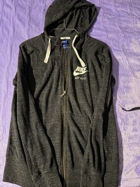 Nike 'Just Do It' Dark Heather Grey Zip Hoodie